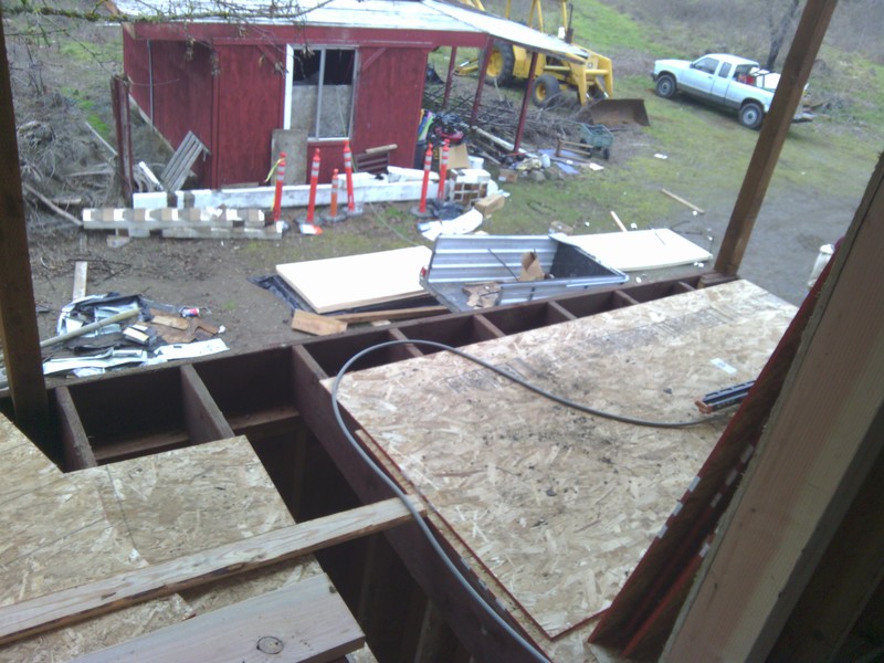 Balcony from just inside Lois's Loft. Floor is not yet laid.