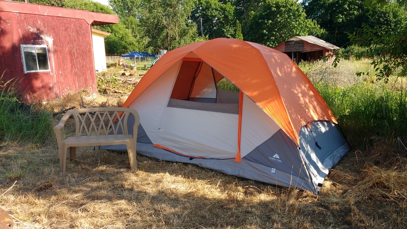 The orange tent, ready for Larissa and Stacia's group to use if they wish.