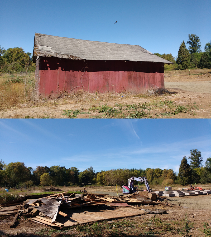 Before and After of the Barn.