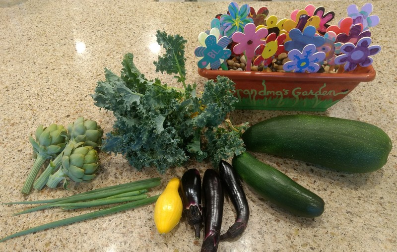 Produce from the Rosewold Waffle raised bed garden.