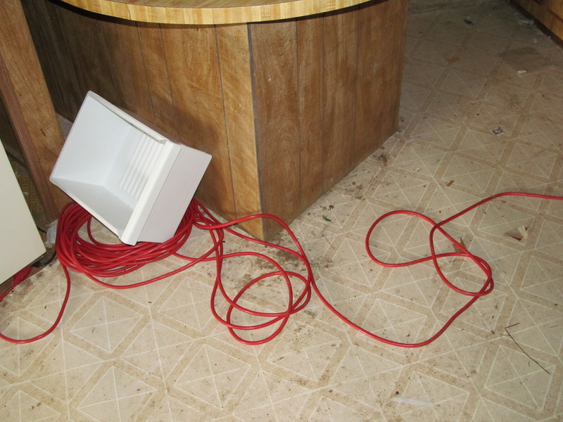 So the outlet behind the fridge doesn't work. We have a cord going across the kitchen.