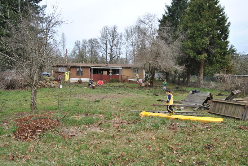 View of the house from the south side of the picnic area.
