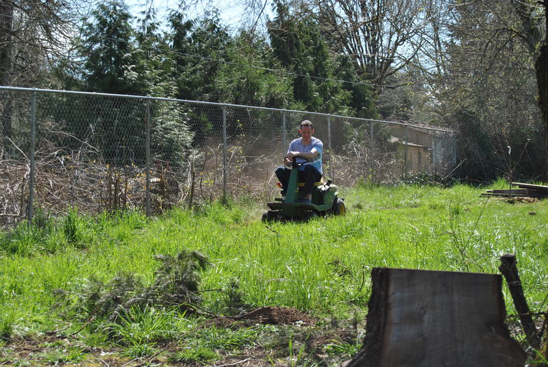 Chuck on the Riding Lawnmower.