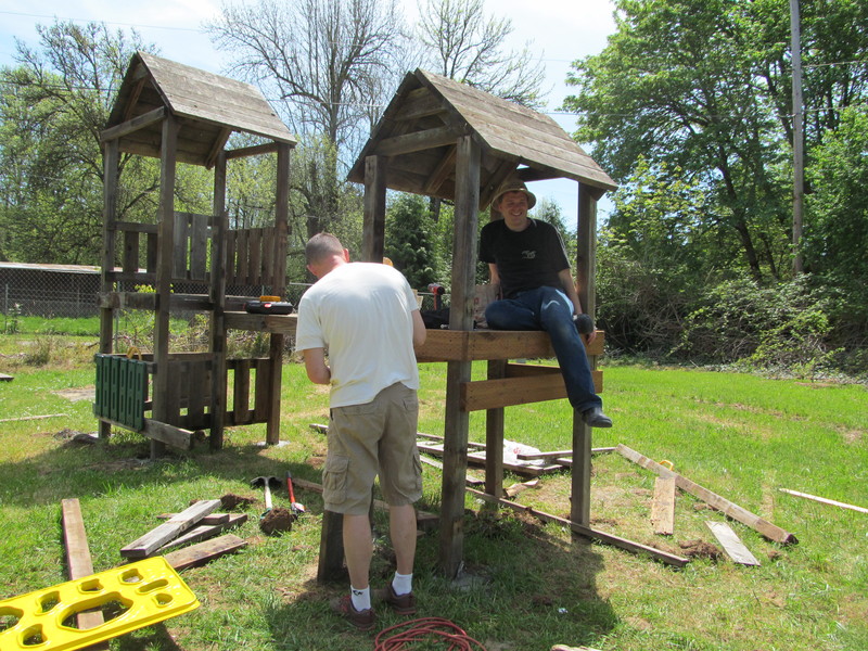 Chuck and Joseph are back to work on the Play Structure.