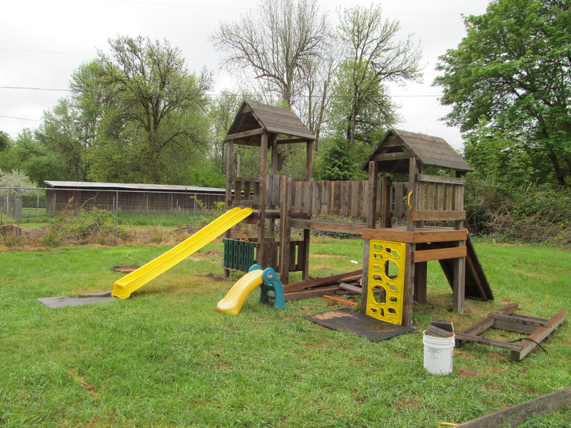 Here is how far the play structure is now.