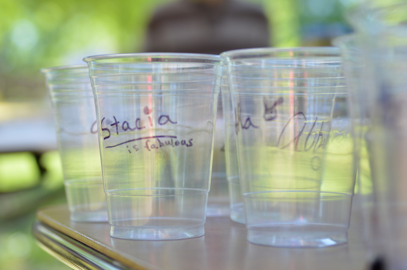 Labeled glasses to reduce waste.