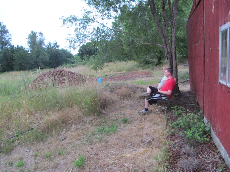 And you can see the bark pile from this bench. Red Shed. Lois. Isaac.