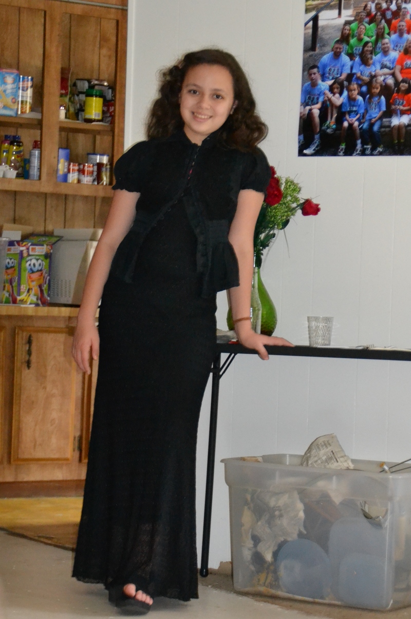 Shannon in the long black dress