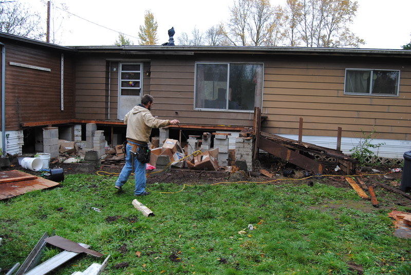 Removing the porch.