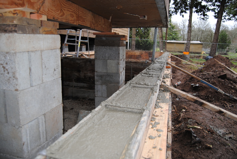 Cement foundation under the pop-out.