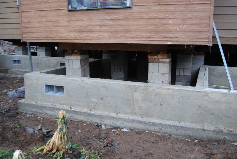Foundation and stem walls, pop-out, south side of the house.
