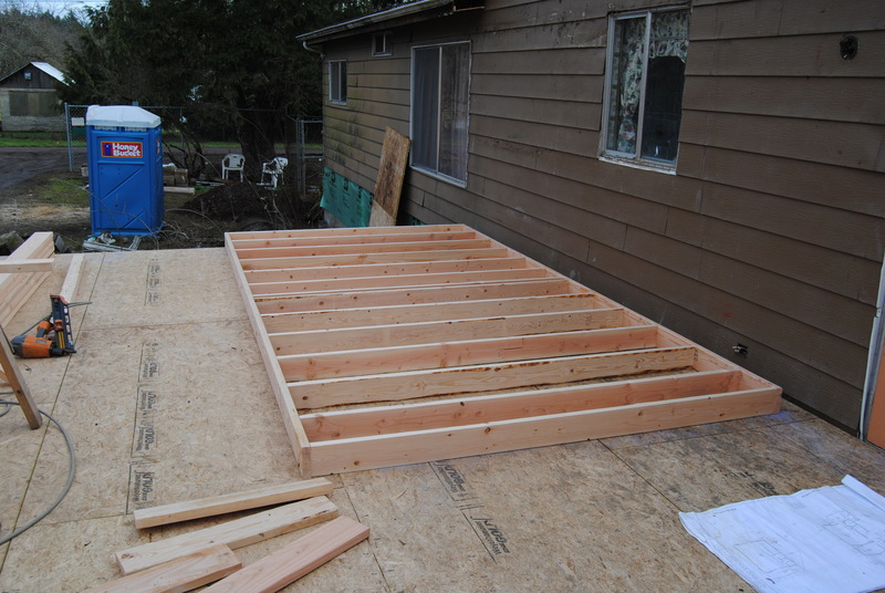 A wall section being assembled.