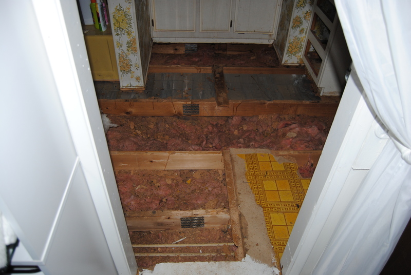 Master bathroom floor repairs under way.