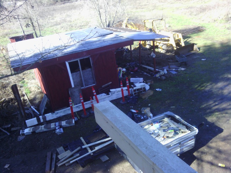 View of the red shed from the balcony.
