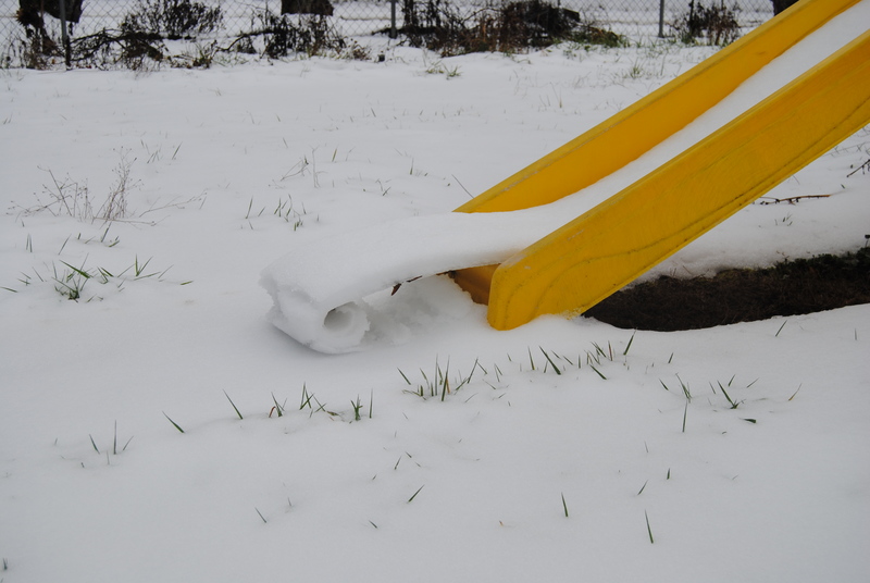 The snow on the slide made a pretty design.