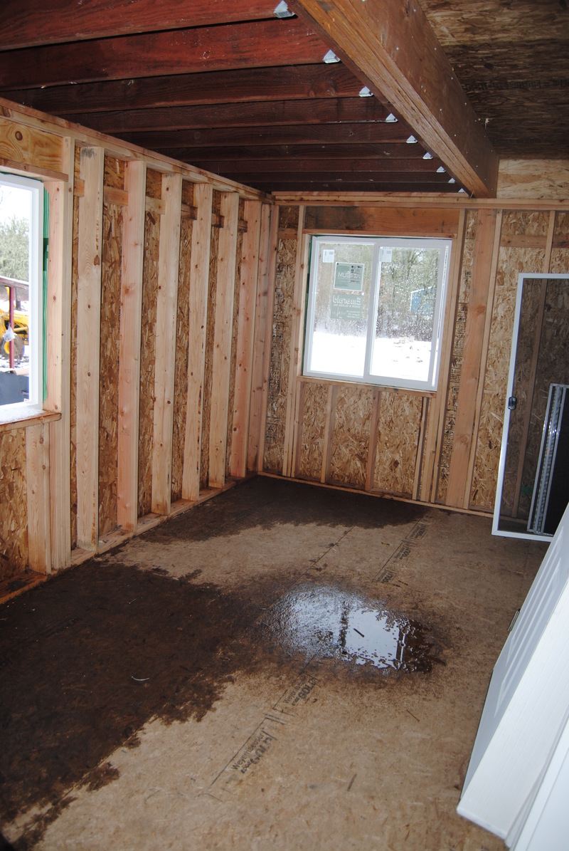 The utility room.  The deck above has not yet been completed. It will have a membrane that keeps water from going through into the equipment room. Above the membrane will be the actual decking material.