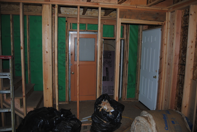 Utility room door, as seen from Don's study. Looking south. West door is also shown (white).