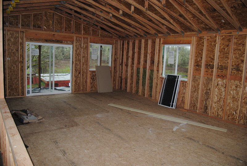 Lois's Loft, looking from the top of the stairs northwest toward the sliding door and the planned desk area.