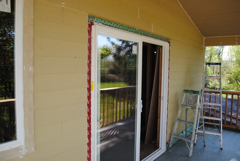 The sliding door from the outside.