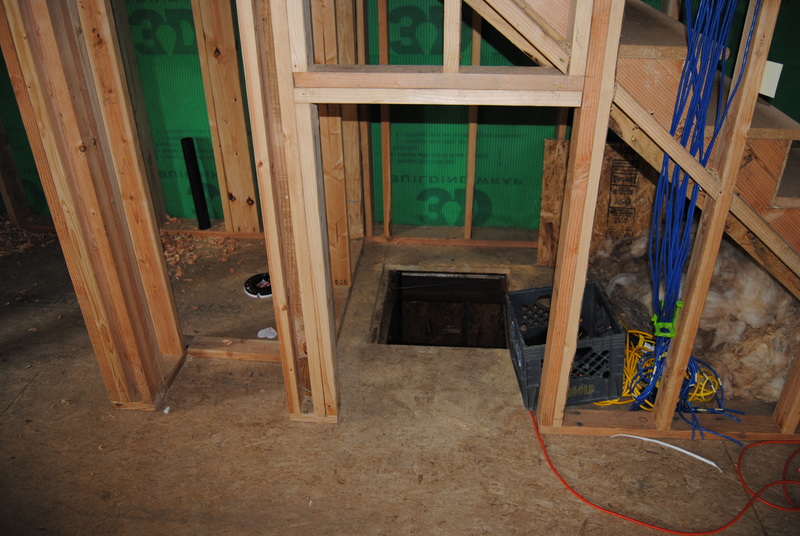 Utility room hole under the stairs.