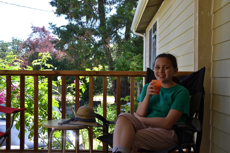 Then we sat on the porch and drank all the orange juice we wanted.