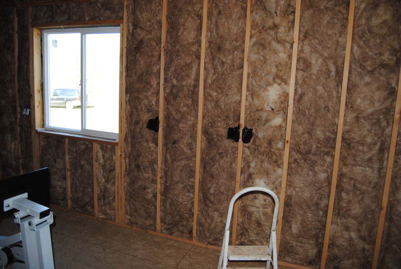 Don's study, north wall. Insulation.