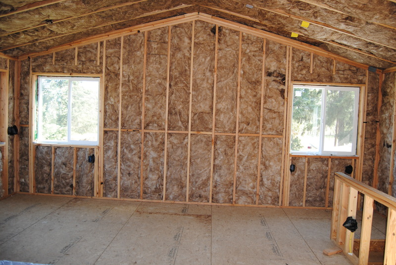 Lois's loft, east wall (photo wall). Insulation.