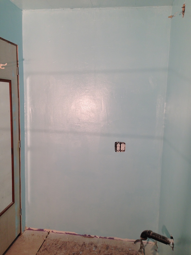 The south bathroom wall after painting.
