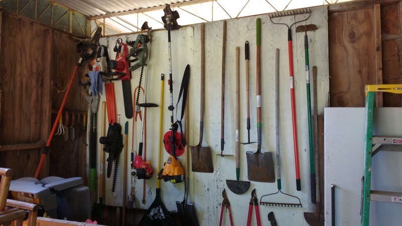 The tool wall is complete. A place for everything and everything in its place. The tool wall occupies the southeast corner of the Red Shed.