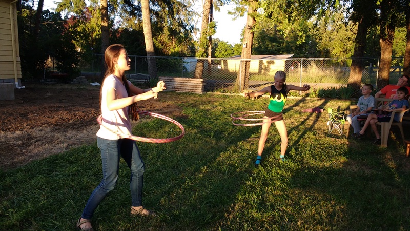 Hula hoop competition. Tia was the winner.