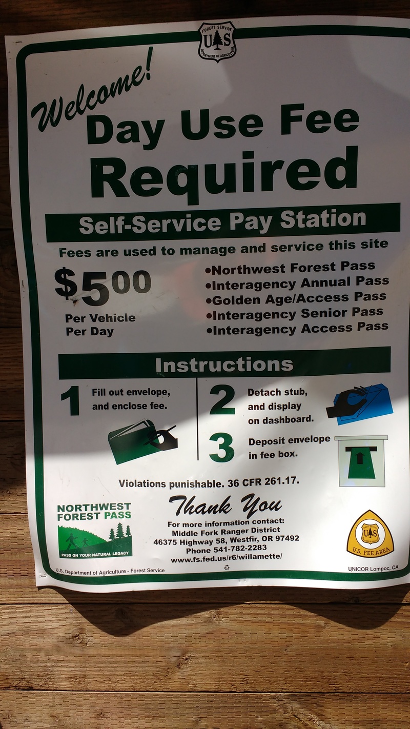 Day Use Fee Required. Instructions.