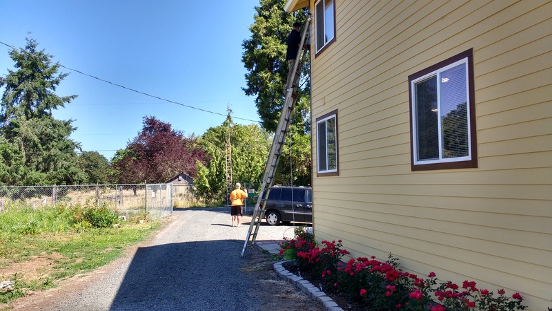 Comcast / Xfinity came out to reconnect our house to the Internet. They had to raise the wire stretching across the street so that the gravel dump truck could get out. :-)