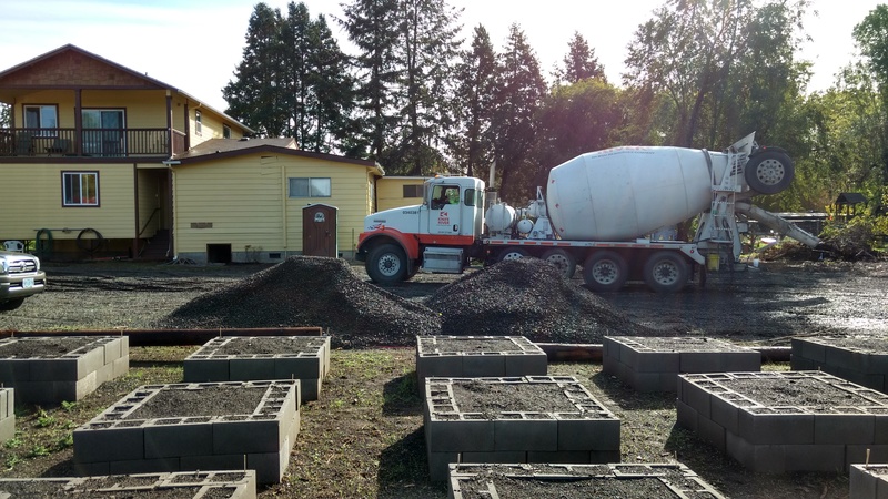 The cement foundation and footings were poured two days after we got our permits.