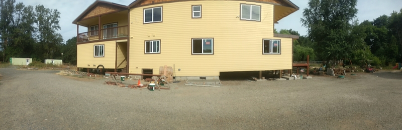 Panorama of west side of house.