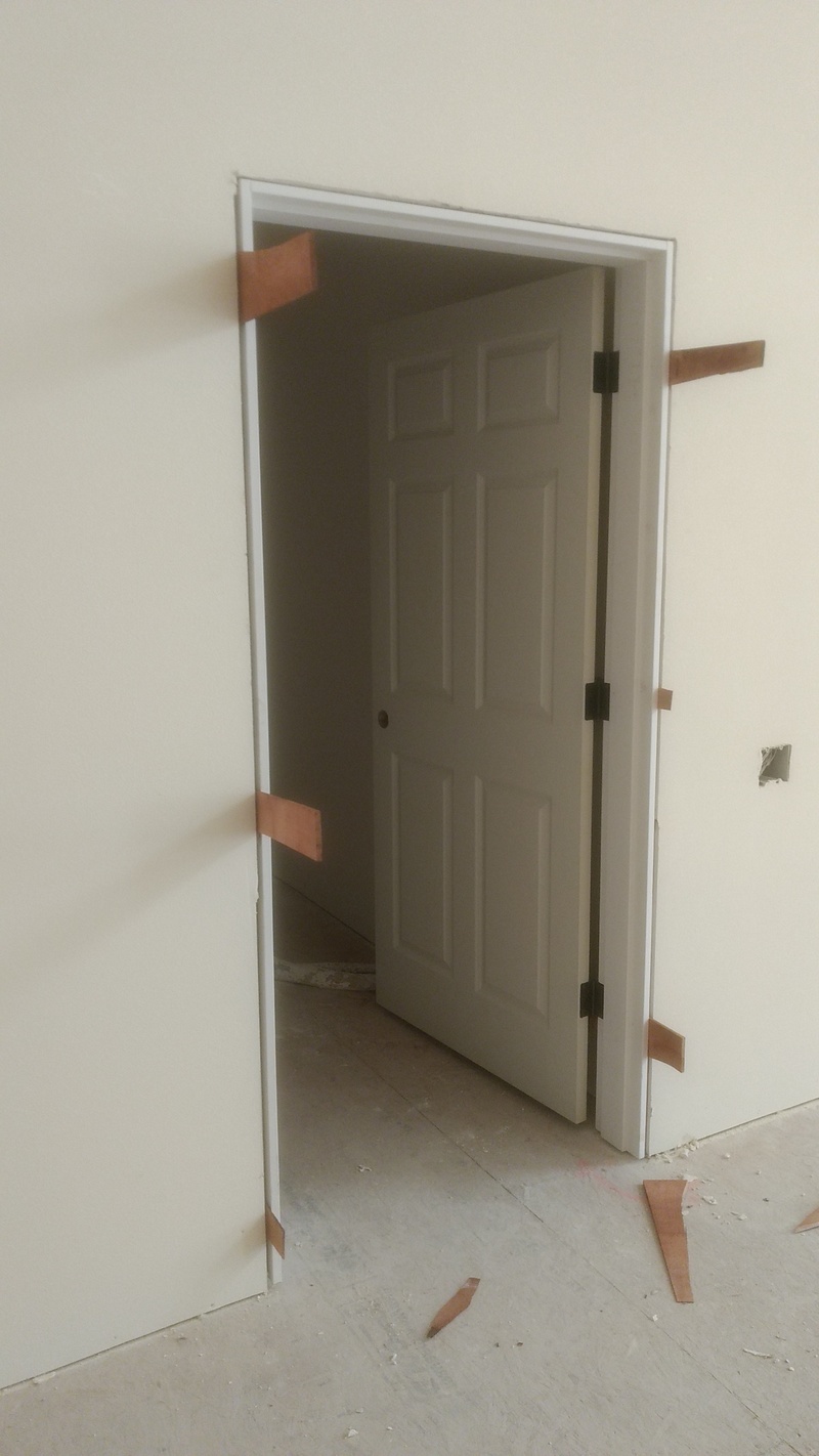 Installation of door framing.