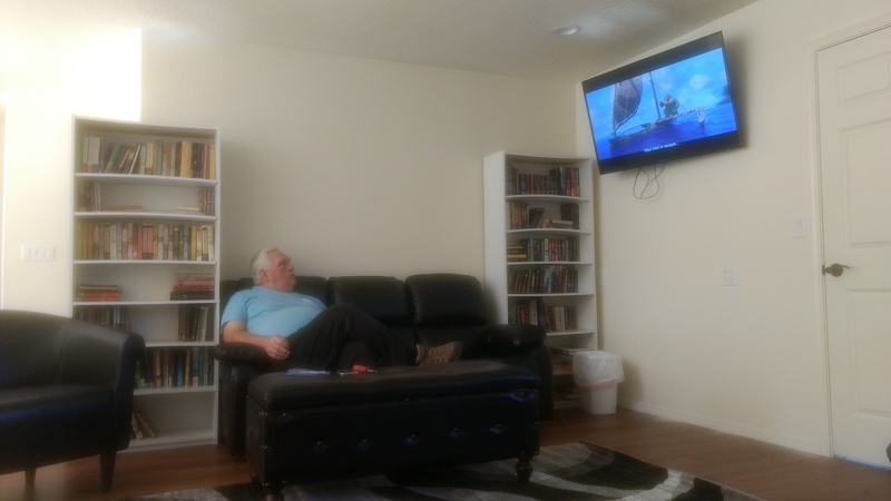 Don enjoys a few moments of Disney's Moana, proof of concept that the TV will work as expected.
