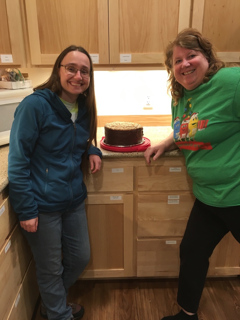 German Chocolate Cake for Lois's birthday. Carrie Rose and Lois.