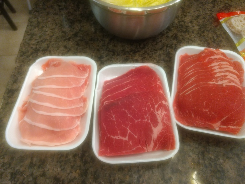 Sliced meats for hot pot.