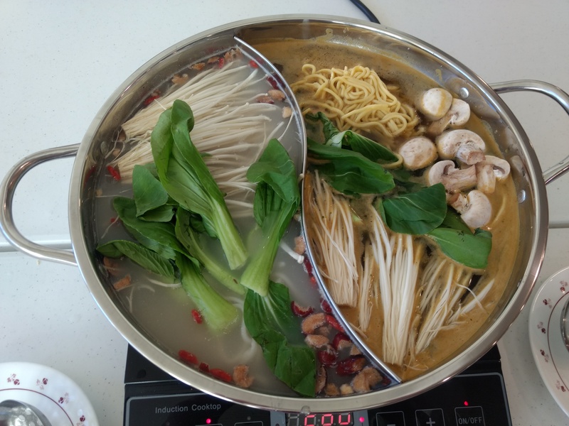 Hot Pot, Lois style. On our induction cooker.