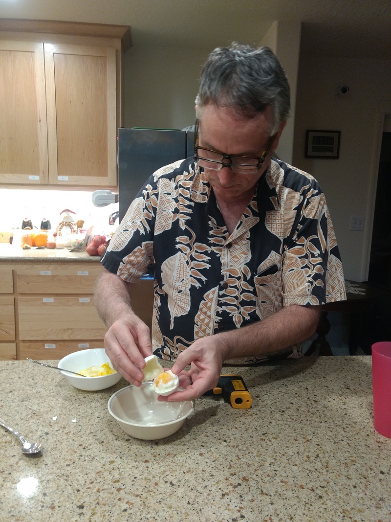 Jim experiments with eggs and the insta hot water.