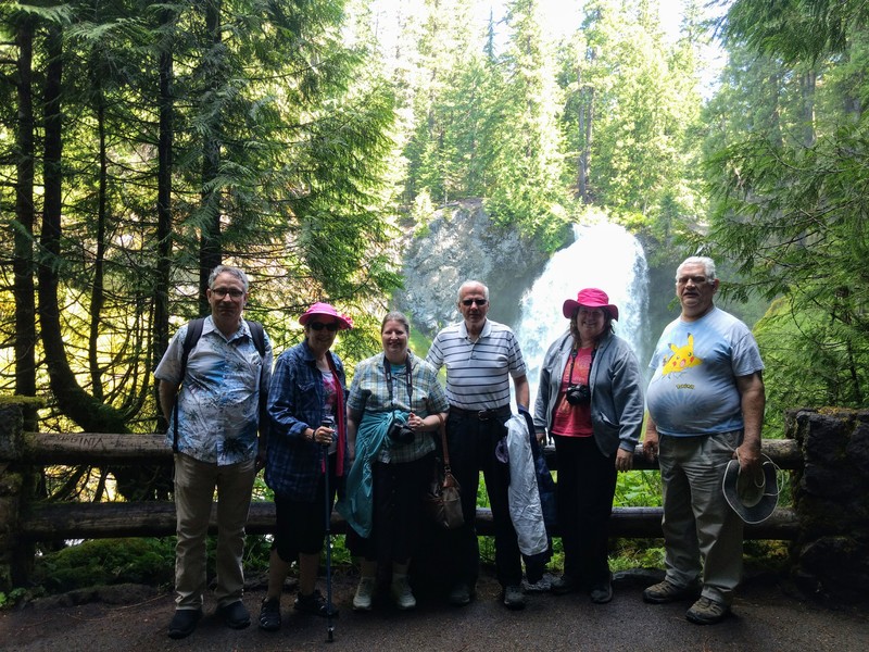 Old geezers on a walk to see two falls. 
Jim, Cindy, Kristine, Dave, Lois, Don