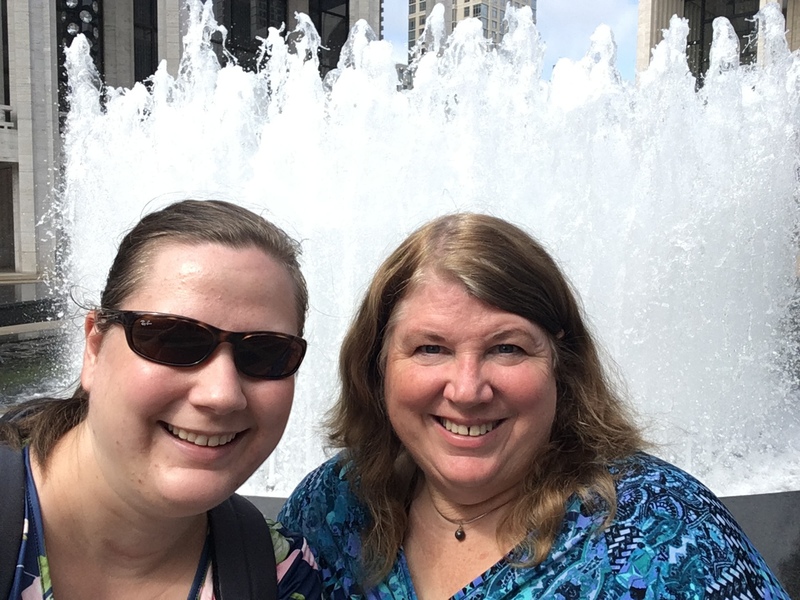 Stacia and Lois at the Plaza Fountain.