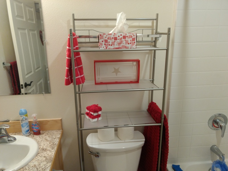 New rack over the toilet in bathroom 2.
