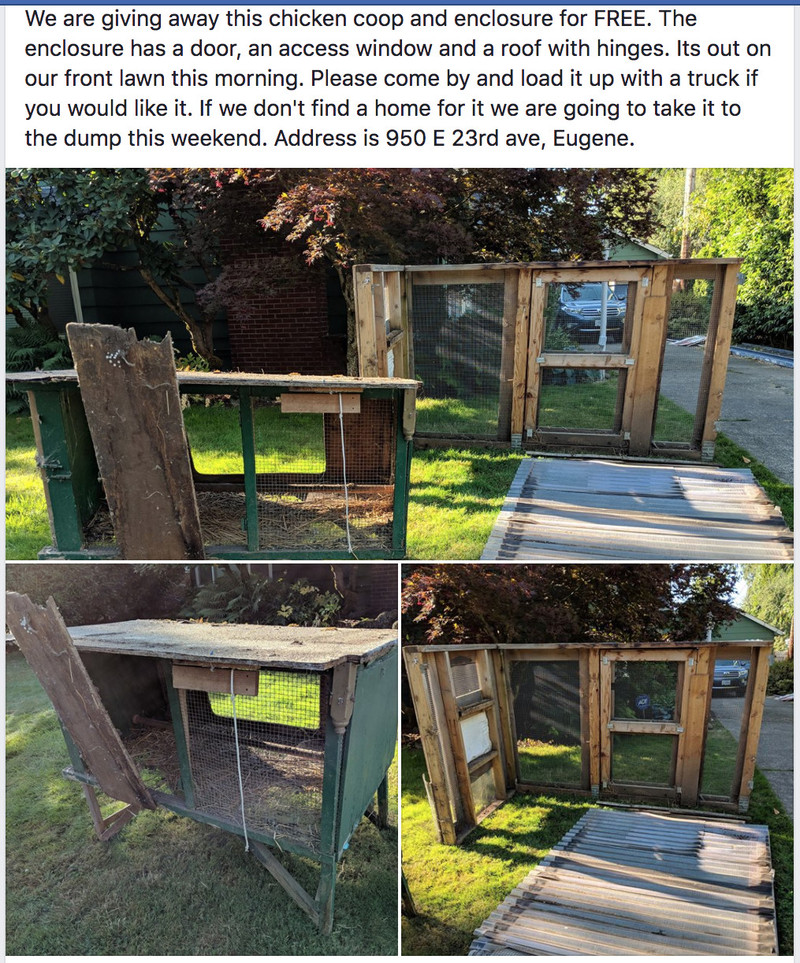 Friends of ours were getting rid of their chicken coop. We adopted it. We'll see how that goes.