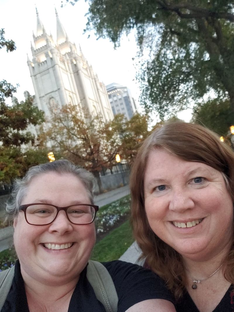 Larissa and Lois in front of the SLC temple.