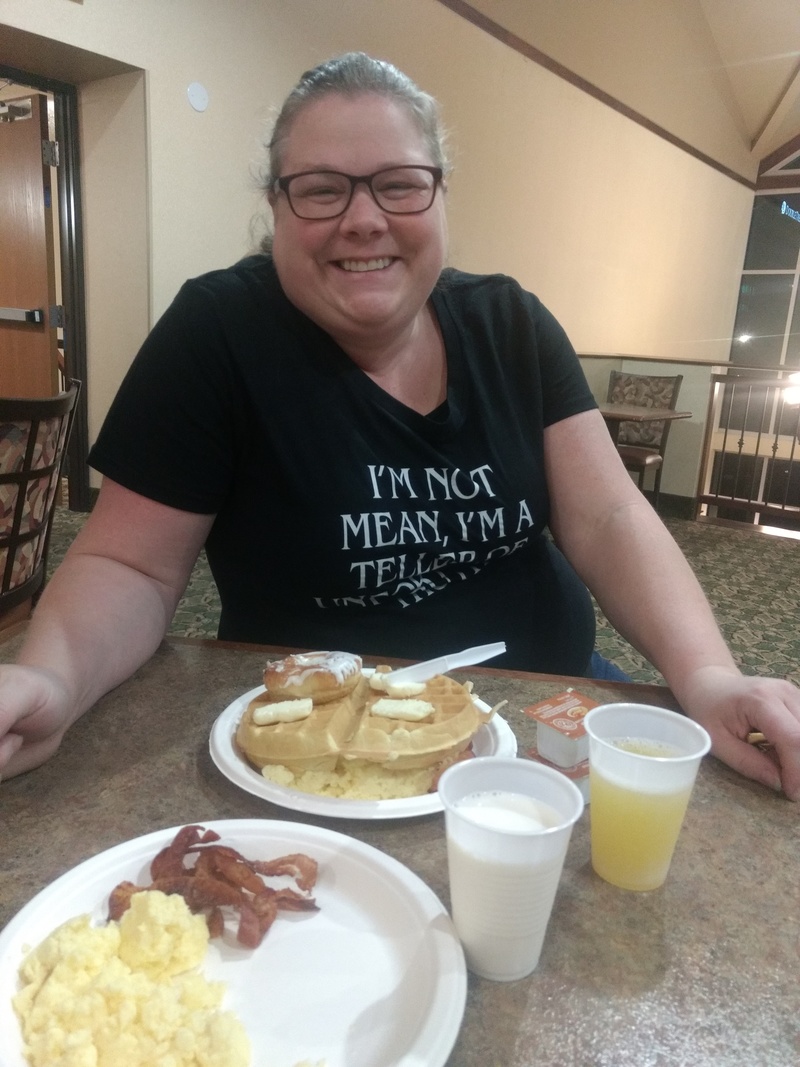 Here are Larissa and Lois's breakfasts at the hotel.