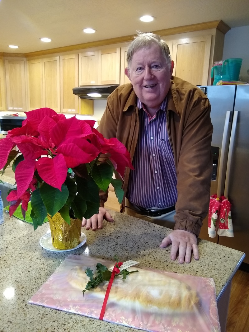 Our friend Del Matheson brought over some woven Christmas Bread made by his wife Marlene.