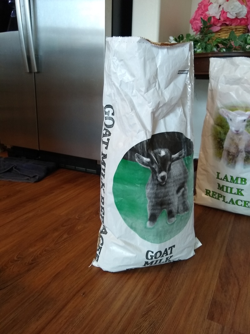 Goat Milk Replacer. We have now used up both bags of milk.