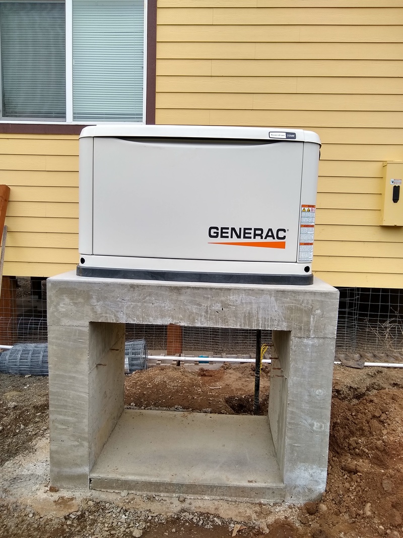 The generator is now on its concrete pedestal.