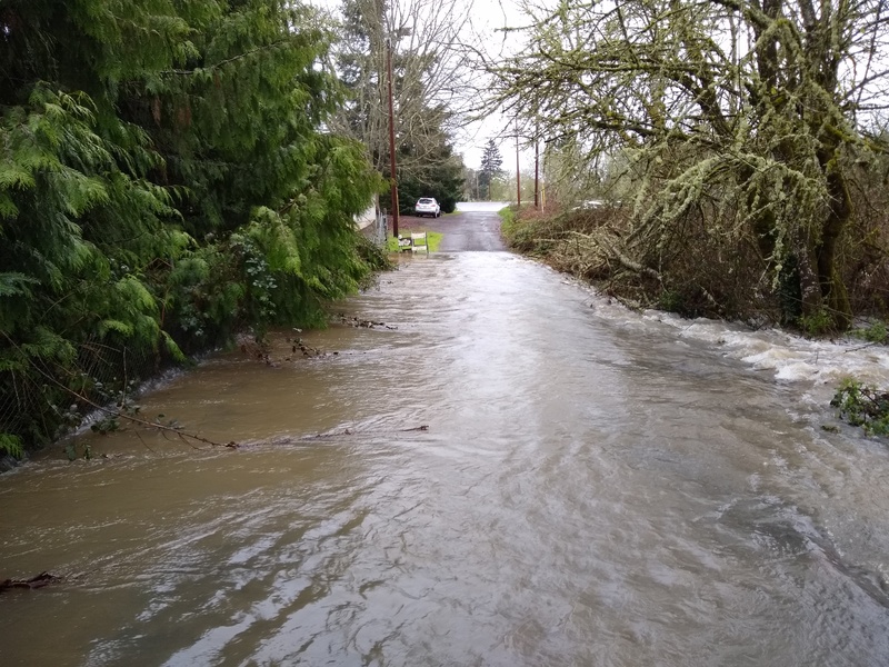 Mon 15:31 Water is crossing Rosewold Lane.